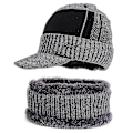 Miniatyrbillede 2 af 4: Mænds varm vinter spids beanie hat sjal sæt fleece foret udendørs strikket hue (marineblå)