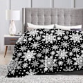 Miniatyrbild 5 av 5: Vinter Snöflinga Svart Täcke Super Mjukt Varm Fyra Säsonger Juldekoration Ullfilt För Säng Stol Bil Soffa Sovrum 152.4 Cm X 127.7 Cm