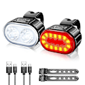 Miniatyrbillede 1 af 3: 2 stk USB-opladelige cykellys sæt - Lyse cykellys LED baglygte