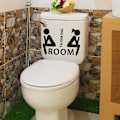 Pikkukuva 5 / 5: 10*7cm itseliimautuva - seinämaalaus - WC - pesuhuone - kylpyhuone - WC - viihdehauska kylpyhuoneen oven tarra - kodin sisustus pieni WC-kyltti irrotettavat seinätarrat