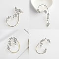 Miniatyrbillede 3 af 5: Blad Wrap Øreringe Hypoallergeniske Delikate Crawler Cuff Stud Guld Kvinder Gave