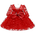 Miniatyrbillede 3 af 5: Pige Sleeveless Kjole med 3D Sommerfugl Tulle Prinsessekjole (100Y, Rød)