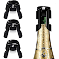 Miniatyrbillede 5 af 5: 3 stk. sorte champagnepropper i rustfrit stål til forsegling af champagne og mousserende vin - ingen lækage, ingen spild - champagnepropper i rustfrit stål til mousserende vin