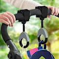 Miniatyrbild 2 av 5: AWOUA 2 strollers krokar, 360 graders rotation, halkfria plast stroller krok, kardborreband justerbar, för barnvagnsblöjor väskor, 10,5*4,2 cm