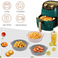 Miniatyrbillede 6 af 7: 2 stk. runde Airfryer silikoneindsatser tilbehør, genanvendelig indsats, non-stick bageplade, gryde, kurv, bageform
