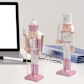 Miniatyrbild 3 av 5: Rhinestone-inlagd Soldatfigur i Rosa Glitter Nötknäppare Soldatdocka Leksak Ornament Heminredning (A)