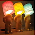 Miniatyrbild 2 av 5: Kreativ lampa Busig pojke Blyg man Liten nattlampa Heminredning Eu-kontakt, Svart