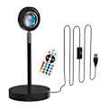 Miniatyrbillede 1 af 4: Solnedgang Lampe, 16 Farver Solnedgangsprojektionslampe Med Fjernbetjening, Flere Farver Natlys Til Stue Soveværelse Ferie Dekoration, Usb Port