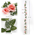 Miniatyrbild 4 av 5: Konstgjord Girlang Ros Rankor Falsk Silke Blommor Rosor Hängande Rosa Lövverk Växter för Bröllop Båge Arrangemang (2st, Rosa)