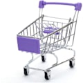 Miniatyrbild 4 av 4: 2 st Mini Varukorg Supermarknads Handvagn Shopping Utility Cart Mode Lagring Leksak (blå och lila)