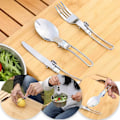 Miniatyrbillede 5 af 5: 2 sæt (6 stk.) Foldbart bestik i rustfrit stål, bærbart bestik med 2 opbevaringsposer til picnic, vandreture, camping og rejser