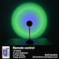Miniatyrbilde 4 av 5: Solnedgangsprosjektorlys LED-vegglampe Fjernkontroll 16 farger Atmosfærelampen 180 graders rotasjon USB-lading Visuell omgivelseslys Varmt eller regnbue