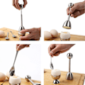 Miniatyrbilde 5 av 5: 5-delt sett med eggdeler i rustfritt stål for myke og hardkokte egg