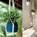 Miniatyrbild 3 av 5: 2 st Macrame Vägghängande Planthållare Växt Hängare Macrame Fläta Vägg Hängande Planthållare Bomullsrep Med Pärla Blomkruka