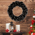 Miniatyrbild 2 av 4: Julkrans Svart Cirkel Ornament LED Ljusslinga Glad Jul Dekorationer (D)