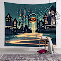 Pikkukuva 3 / 4: Tapestry-kurpitsapumppu Halloween-matto Koti Sisustus Yökuu Hippi Tapestry Seinävaate Katto Sisustus-12 150 * 150, Lyhyt Plussi