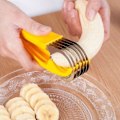 Miniatyrbillede 4 af 4: Bananslicer - ABS, stålringe saks-stil skærer, frugt, grøntsager, pølse, jordbær, agurk, peber, gul