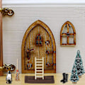 Miniatyrbillede 3 af 4: 1:12 Dukkehuss, Nisse Dør Jule Sæt, Nisse Hus Dekoration