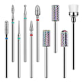 Miniatyrbillede 1 af 5: 10 stk. Sæt Diamant Fræser Carbide Negleboremaskine Bits Til Elektrisk Polering Manicure Maskine Tilbehør Wolfram (Sølv)