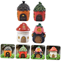Miniatyrbillede 4 af 5: 4 stk. Mikrolandskab Landskabsskrivbord Topper Terrarium Tilbehør Planter Dekoration Mini Svampe Figurer Fe Hjem