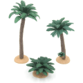 Miniatyrbillede 1 af 5: 3 stk. Lille Kokosnød Palme Model Grøn Plast Kunstig Akvarium Planter Model Landskab Palme Træ Kunsthåndværk Statue