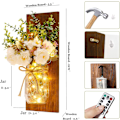 Miniatyrbild 4 av 4: Rustika Vägglampor Mason Jar Vägglampor Handgjord Väggkonst Hängande Design Med Fjärrkontroll LED-Fairy Lights Och Vit Pion, lantlig Köksdekoration