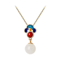 Miniatyrbild 5 av 5: Halsband med vit jade-berlock, färgade pärlor, legering, enkelt elegant hänge, present till flickor