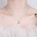 Miniatyrbild 4 av 4: S925 Silverhalsband Kvinna Hexagram 6.5mm Zirkon Hänge Halsband (Zirkon)