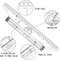 Miniatyrbillede 2 af 4: 2 stk. Plastik Måle-Rullelineal, Tegne-Rullelineal, Parallel Lineal, Multifunktionel Tegne-Design Lineal Til Måling, Tegninger, Stu
