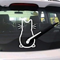 Miniatyrbild 4 av 5: Leende katt bilsticker, reflekterande katt bakre fönster torkarbilsticker