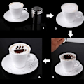 Miniatyrbild 5 av 5: Rostfri chokladskakare + 16 Cappuccino kaffebarista stenciler kaffe + måttsked + konststencilpenna