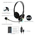 Miniatyrbild 4 av 5: USB-kabelanslutna hörlurar med mikrofon Over-Ear Hörlurar med mikrofonbrytare Volymkontroll för PC/Datorer/