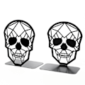 Miniatyrbillede 1 af 5: Metal Design Bogstøtter Sorte Bogstøtter, Heavy Duty Bogstøtter Til Bogreoler, Sorte Skalle Bogstøtter Til Tunge Bøger (2stk)