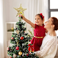 Miniatyrbild 4 av 4: Glittrande Julgrans Topp Metall Julgrans Topp Hallow Wire Stjärna Topp För Jul Hem Dekoration-guld