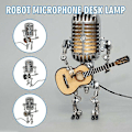 Miniatyrbild 2 av 5: Usb Retro-stil Mikrofon Robotlampa Håller Gitarr Med Ljus Vintage Heminredning-Gul