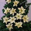 Miniatyrbild 4 av 5: Julklappsprydnader Rea 12-pack Guld Julglitter Julstjärna Konstgjorda Blommor Julgranspynt