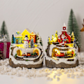 Miniatyrbillede 2 af 5: Nyt varmt oplyst julelandsbyhus med musik og roterende tog til julepynt