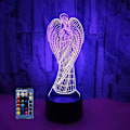 Miniatyrbilde 1 av 5: 3D Engel nattlys illusjonslampe 7/16 fargeendring LED-lampe USB-strøm fjernkontroll bordgave barnegavene dekorasjoner jul valentinsdag