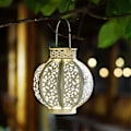 Miniatyrbillede 3 af 5: Solcelledrevne lanterner hængende lys hul LED jernkunst sollampe metal hængende solhave lys