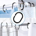 Miniatyrbild 4 av 6: Duschdraperiringar 24 st, duschdraperikrokar svarta, ringar för duschdraperi i C-form för duschfönsterstång, tillverkade av robust plast dusch c