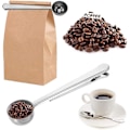 Miniatyrbillede 4 af 5: Kaffe Måleske Forsegling Klemme, Rustfrit Stål Malet Kaffe Kaffeske Ske Med Poseforsegling Klemme 2 i 1