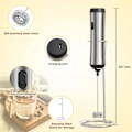 Miniatyrbilde 4 av 4: Elektrisk melkeskummer, håndholdt rustfritt stålholder USB-lading skummaskin, dobbel egg miniblender
