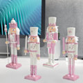 Miniatyrbild 2 av 5: Rhinestone-inlagd Soldatfigur i Rosa Glitter Nötknäppare Soldatdocka Leksak Ornament Heminredning (A)