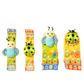 Miniatyrbild 1 av 5: Cartoon Bugs Rattle Wrist Band Sock Set För Baby Andningsbar Hög Elastisk Sock Band Nyhet Present För Spädbarn（Grön Skalbagge)