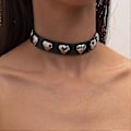 Miniatyrbild 2 av 4: Punk Nitar Läder Choker Halsband 1 st