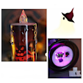 Pikkukuva 4 / 5: 3 kpl Halloweenin liekittömät kynttilät, paristoilla toimivat LED-kynttilät lumipallo-pyörremyrskylamput violetilla valolla kodin sisätilojen Halloween-koristeluun