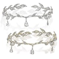 Miniatyrbilde 1 av 5: Bryllupskrone Hodebånd Krystall Henger Tiara Hodebånd Blad Hodebånd For Pageanter Bryllup Prom Bursdag Nyttår Valentinsdag - Gull Og Sølv(2pak