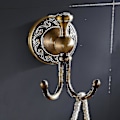 Miniatyrbild 1 av 4: Robe Hook Retro Mässing Badkrok 2 Krokar Badrumstillbehör Set Pappersrullehållare Antik Mässing Finish Väggmonterad Guldvåg