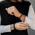 Miniatyrbild 2 av 5: Läderarmband för män Inspirerande julklappar födelsedagspresenter till pojkvän Justerbart flätat armband Brun