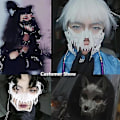 Miniatyrbillede 5 af 5: Japansk Maske til Voksne - Harpiks Halvmaske Hvid Kranium Gysende Horrormasker - Cosplay Kostumefest Halloween Dekorativ Rollespil